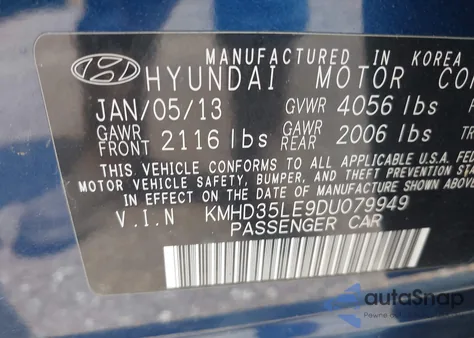 2013 Hyundai Elantra Gt from USA, damaged, VIN KMHD35LE9DU079949
